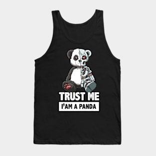 Cute Panda Bear Scary Robot Cybernetic Animal Lover Tank Top